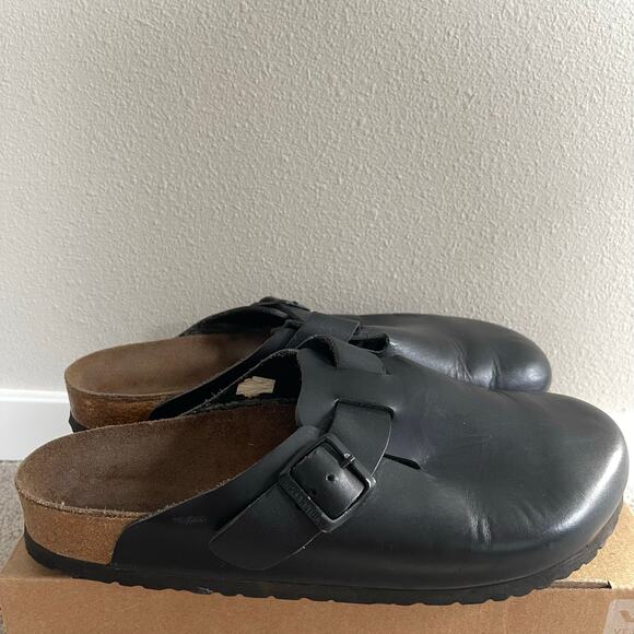 Birkenstock Black Leather Boston Clogs (43 Regular/Wide) main image 5